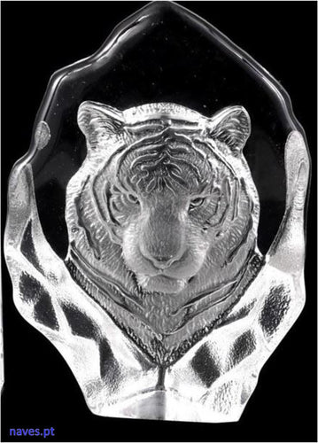 Pisa-papéis com Cabeça de Tigre em vidro