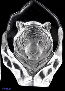 Pisa-papéis com Cabeça de Tigre em vidro