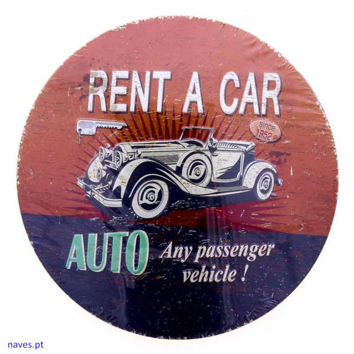 Placa Publicitária Vintage a Rent-a-Car